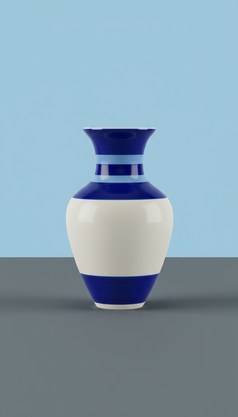 Ceramic Vase with Cobalt Bands