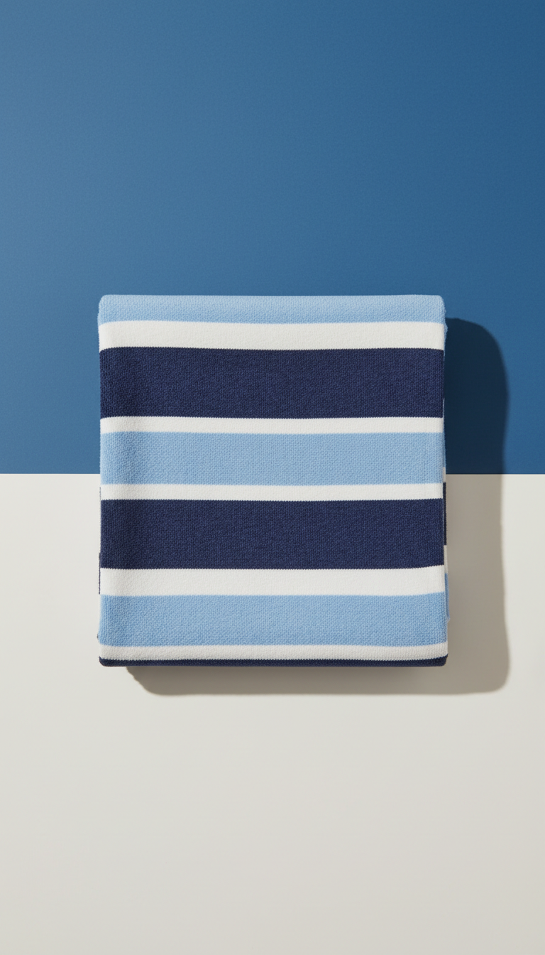 Organic Cotton Throw with Cerulean Stripes